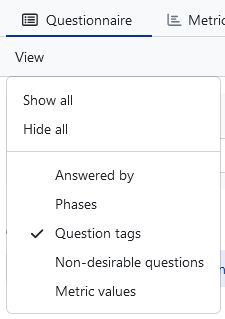 View menu allows to view or hide question tags and other features.